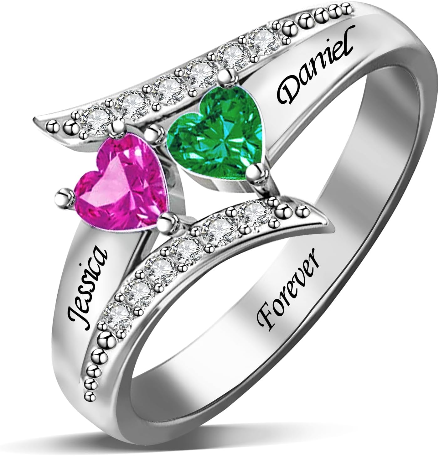 Personalized Birthstone Rings for Women, Customized Promise Ring for Her, Mothers Ring with Birthstones, Mothers Day Gifts for Women Wife Her