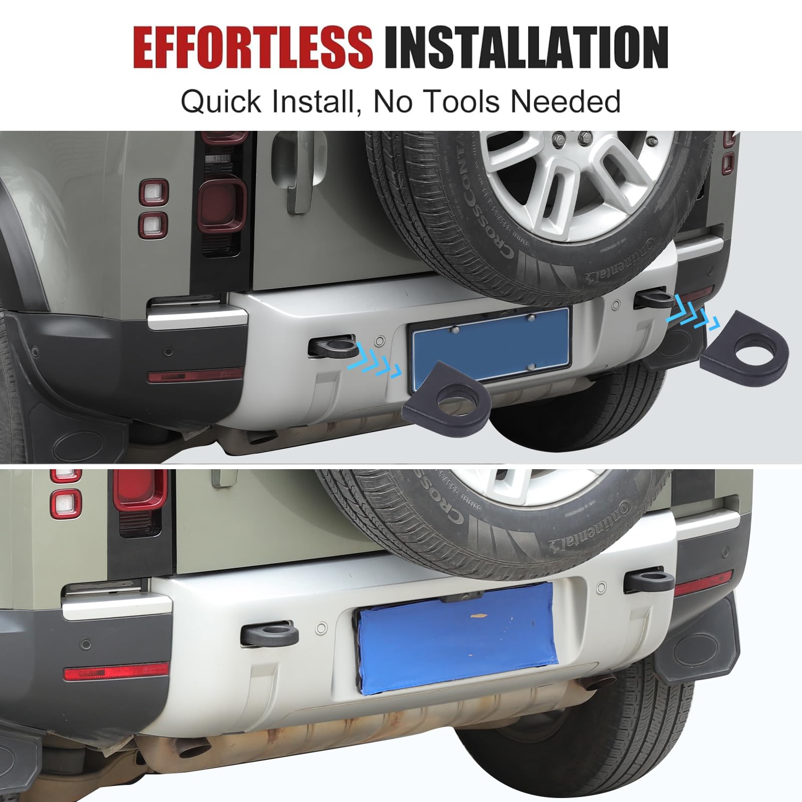 2 fundas de anillo de gancho de remolque compatibles con LR Defender 90 110 130 2020-2025, cubierta protectora de gancho de remolque de parachoques trasero de coche, accesorios exteriores