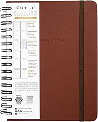 Cicero Planner Permanente Wire-o Clássica Semanal Notas A5, Marrom, 8866