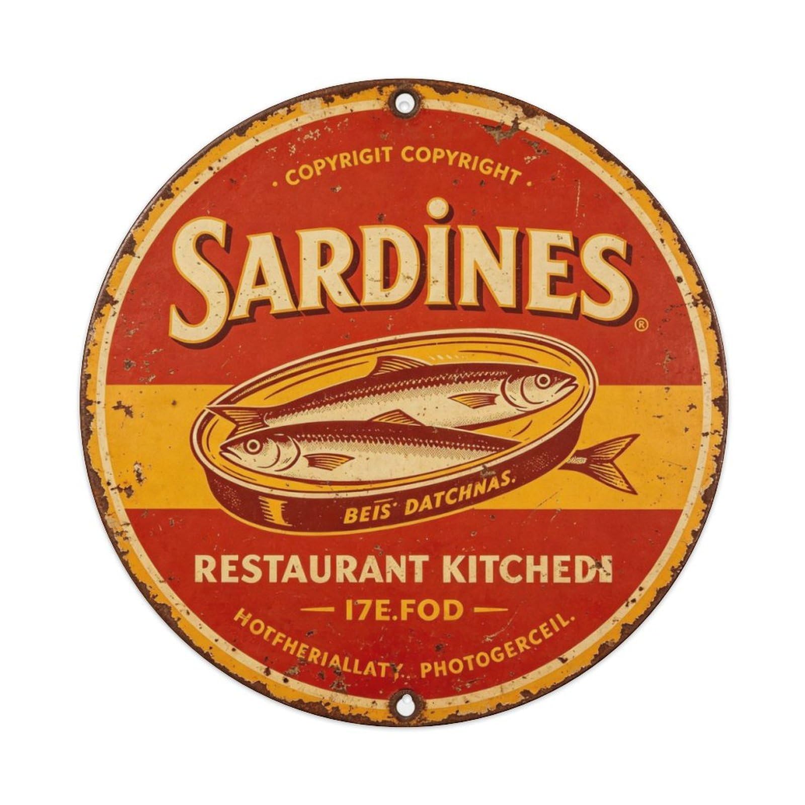 Vintage Retro Sardine Metal Tin Sign Plaque