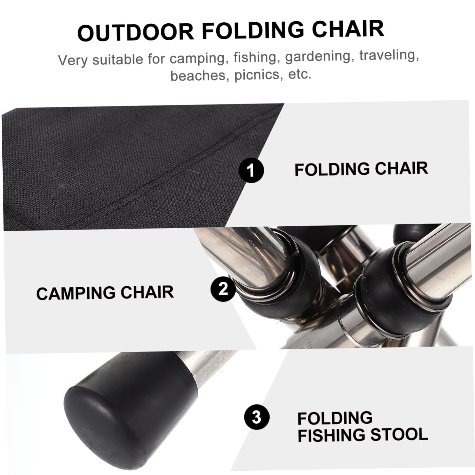 Toddmomy Sgabello da Pesca Pieghevole Portatile in Acciaio Inossidabile Nero, Pratico e Resistente per Picnic e Giardino, come Sedia da Campeggio Salvaspazio