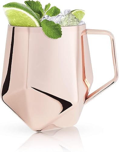 Miniatura 8 de Viski Faceted Moscow Mule - Taza de cóctel de cobre, acero inoxidable, capacidad para 18 onzas