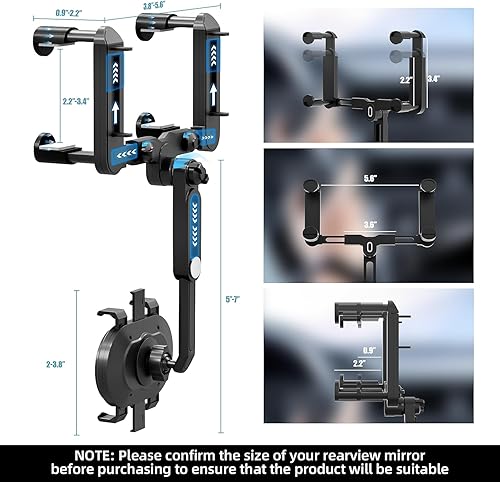 Miniatura 2 de SXhyf Soporte para teléfono con espejo retrovisor, giratorio y retráctil 2023, soporte para teléfono celular para iPhone 11, 12, 13, 14 Pro Max,