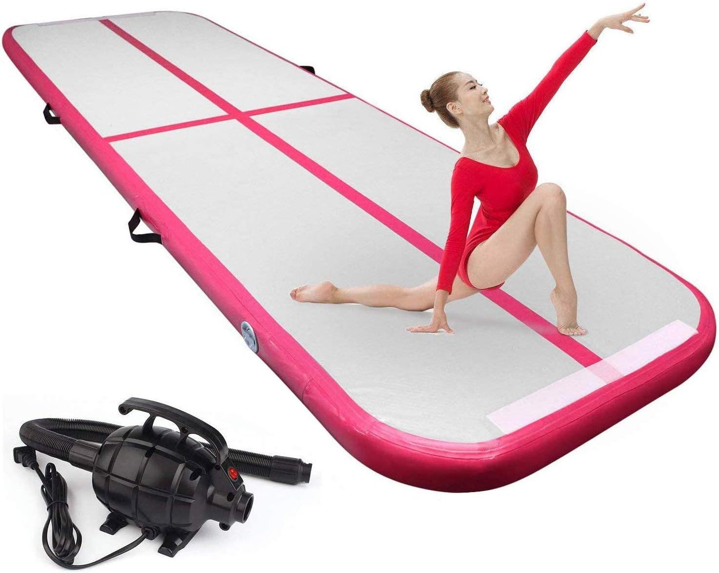 FBSPORT 6 inches Thickness Air Inflatable Track Mat,13ft/10ft Track Air Inflatable Mat For Gymnastics Training/Home Use/Cheerleading/Yoga/Water with Electric Pump