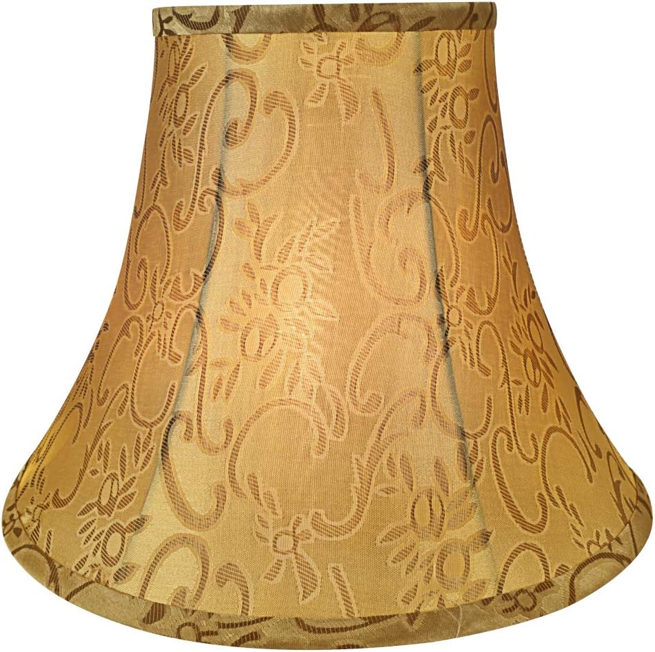Aspen Creative 30166A Transitional Bell Shape Spider Construction Lamp Shade in Olive Green with Floral Pattern, 12" wide (6" x 12" x 9-1/2")