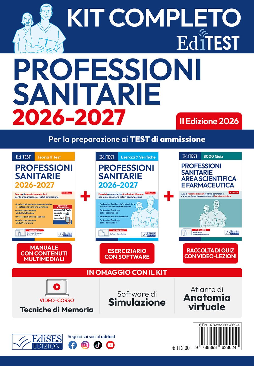 EdiTest. Kit test professioni sanitarie completo. 2ª edizione 2026. Con software di simulazione