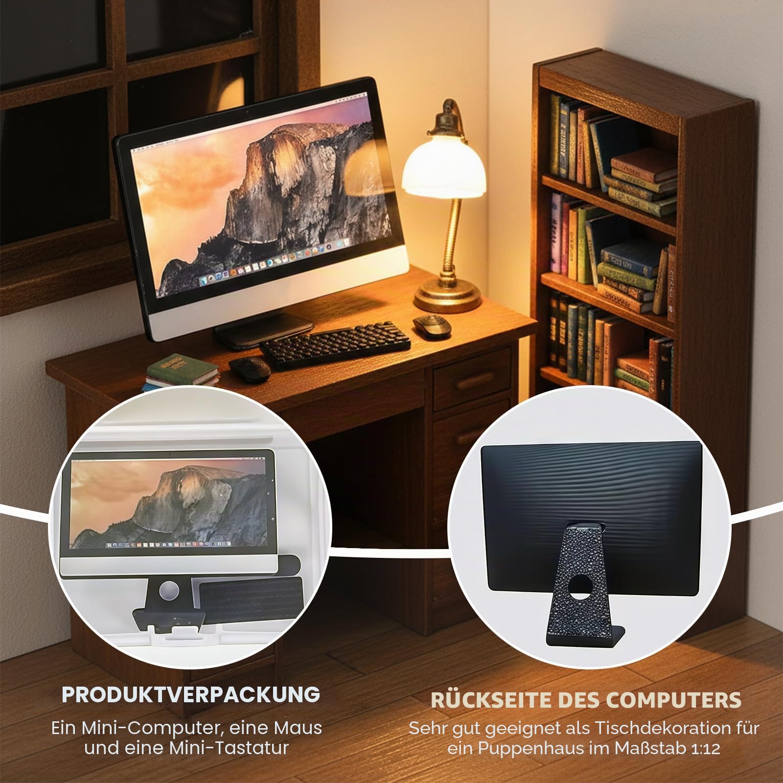 3 Stück Wichtel Zubehör Laptop, Mini Sachen für Puppenhaus, Deko bei Wichtel Schuhe, Miniatur PC Set für 1:12 Szene, Modell für Büro (Schwarz)