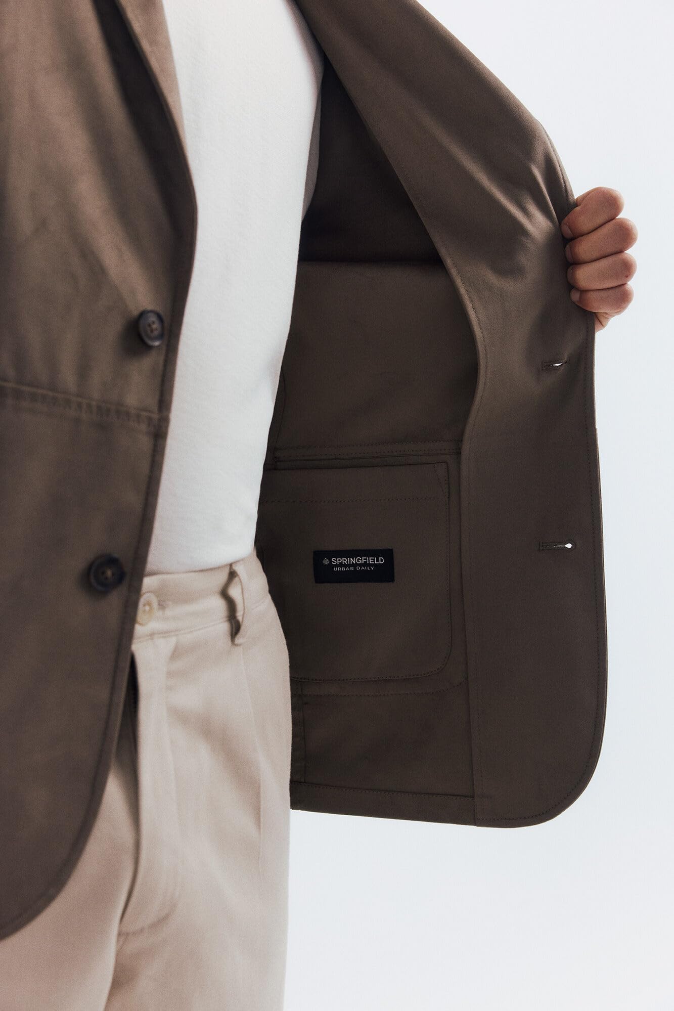 SPRINGFIELD Blazer Suede Double-Breasted and Regular Fit. 92% Polyester Blazer De Ante Hombre