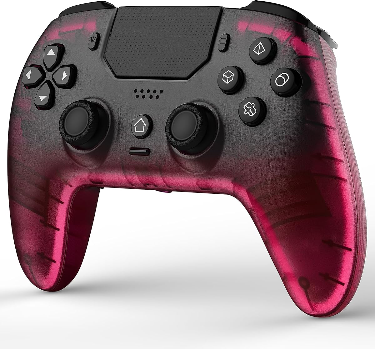 BETMI Wireless Controller for PS-5, Pro/Slim/PC (Black/Hot Pink/Clear) | Hall Effect Joystick & Trigger/Macro/Turbo/RGB Light/3.5mm TRRS Audio Jack/Speaker/Mic/Mute Button/6-Axis Gyro/Dual Vibration
