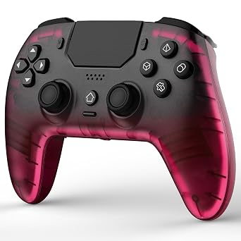 BETMI Wireless Controller for PS-5, Pro/Slim/PC Black/Hot Pink/Clear | Hall Effect Joystick & Trigger/Macro/Turbo/RGB Light/3.5mm TRRS Audio Jack/Speaker/Mic/Mute Button/6-Axis Gyro/Dual Vibration