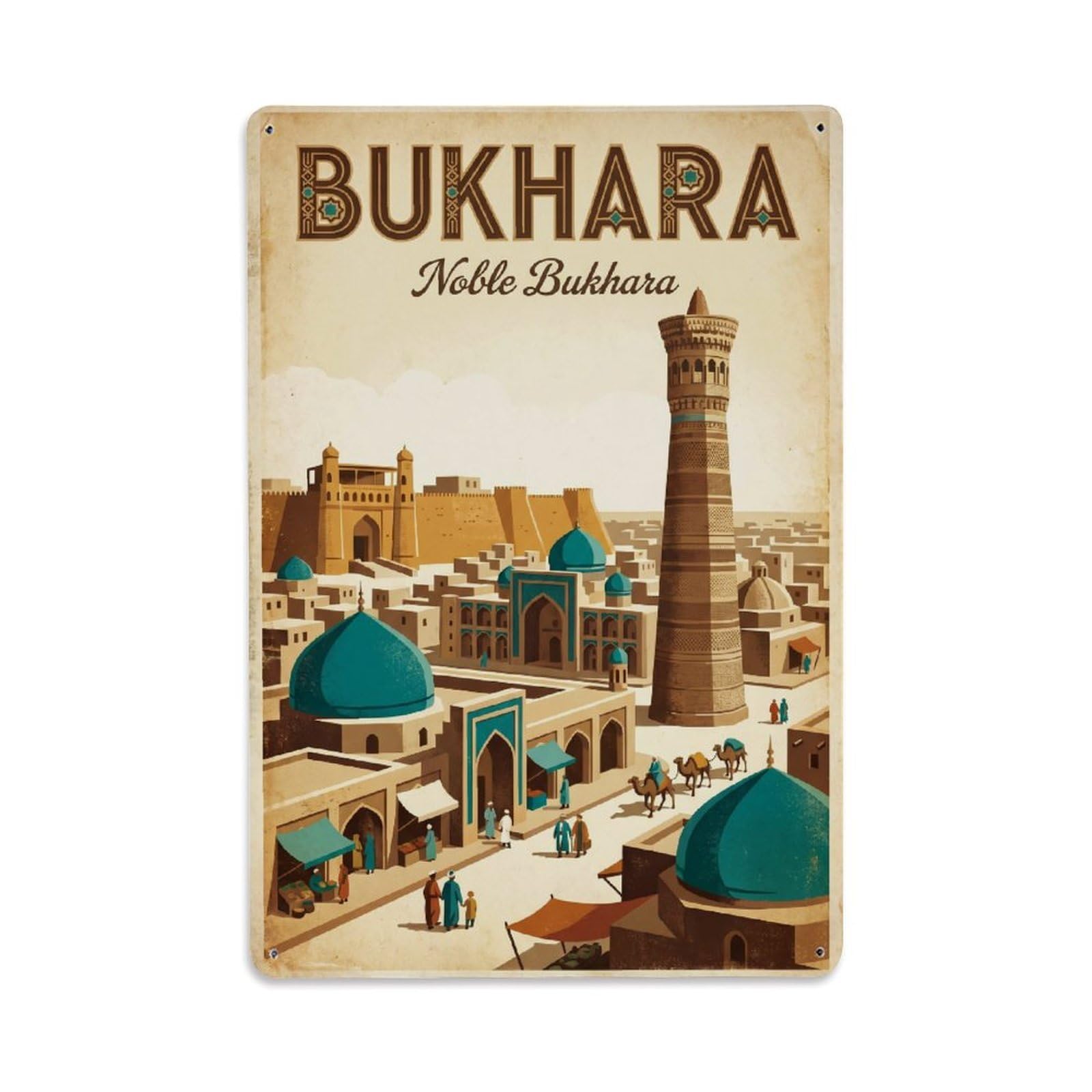 Huiyhb 8X12inch(20X30cm) Retro Uzbekistan Bukhara Travel Metal Tin Sign