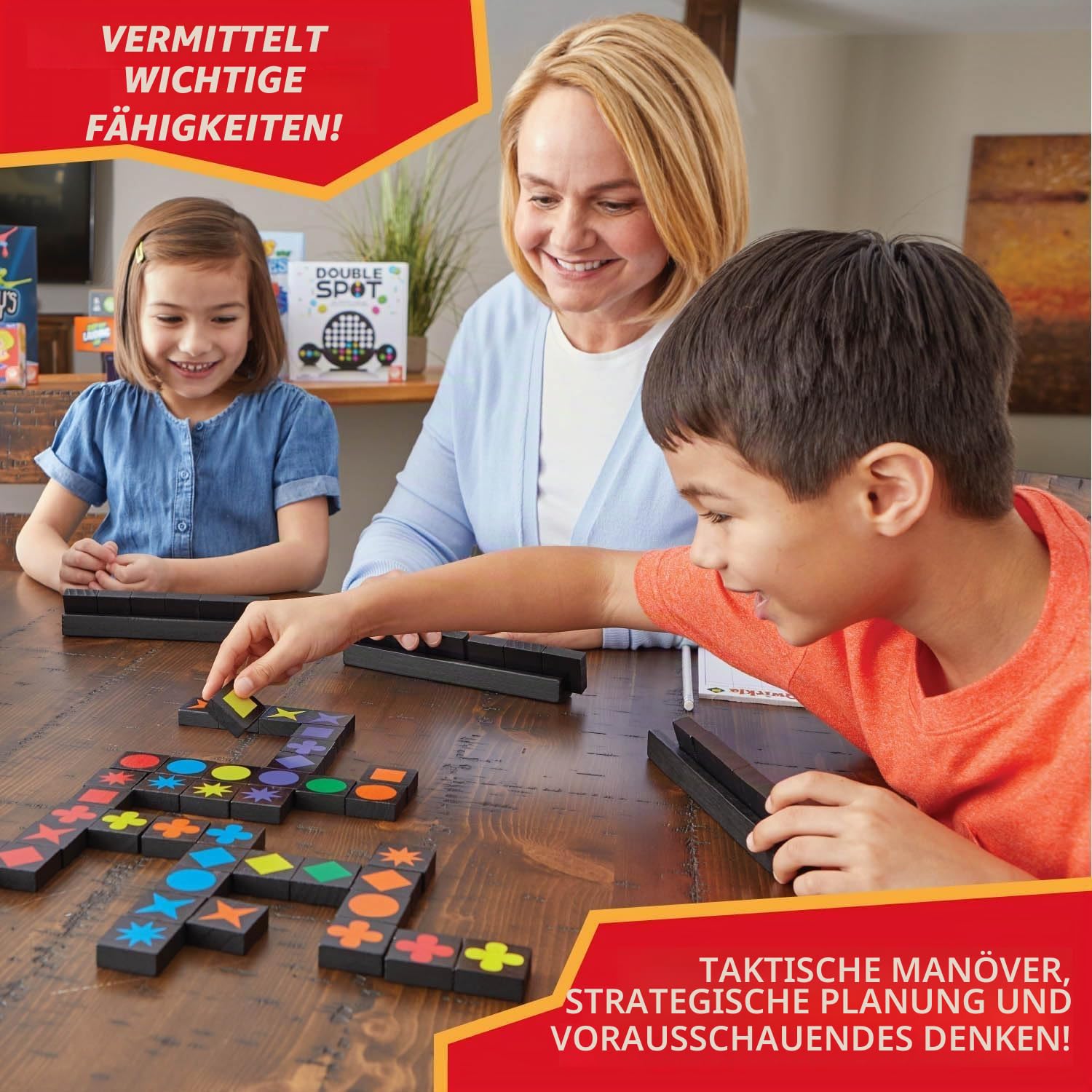 Qwirkle Brettspiel - Strategiespiel für 2-4 Spieler ab 6 Jahren - Deluxe mit Tabletts