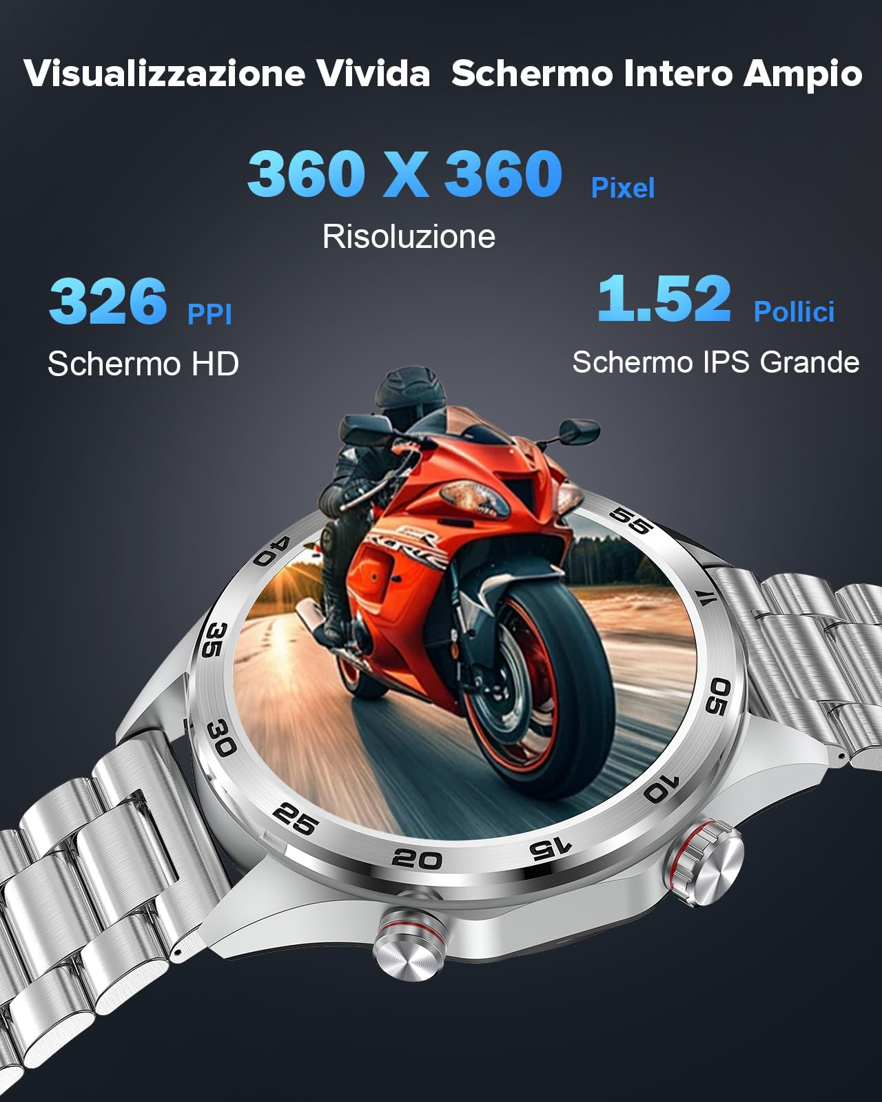 MEGALITH Smartwatch Uomo Orologio Chiamate: Whatsapp Bluetooth Smart Watch Android iOS - Pressione Sanguigna Frequenza Cardiaca Misura - Fitness Sport Tracker Contapassi Argento