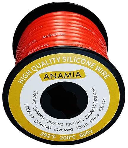 Vista 85 de ANAMIA Alambre de silicona de calibre 12 de 50 pies, color azul, flexible 12 AWG, cable de batería de cobre estañado trenzado, alta temperatura
