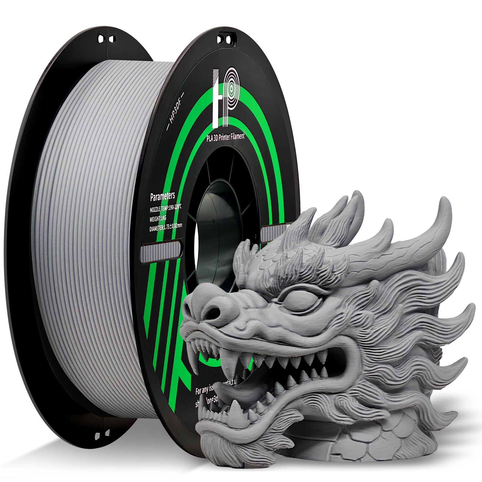HP3DF PLA Filament, Matte PLA, 3D Printer Filament, PLA Filament 1.75mm Dimensional Accuracy +/- 0.02mm, 1KG Spool (2.2 lbs), Fit Most FDM Printer(Matte Cement Gray)