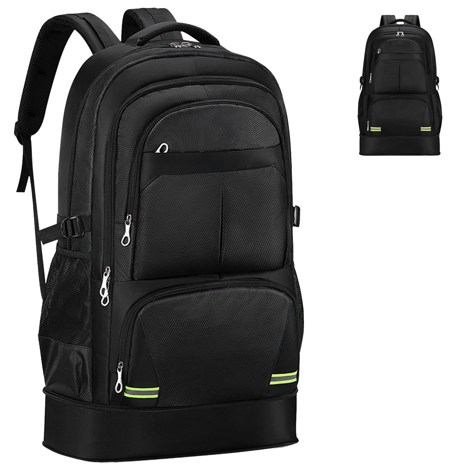 Lizbin Hiking Backpack 65L Travel Backpack Water Resistant Lightweight Rucksack for Men Women, Expandable Large Backpack Laptop Backpack Durable Camping Bag for Camping Trekking Outdoor Sports (Black)