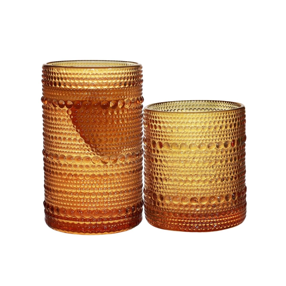 Vintage Hobnail Glassware Set of 2 Includes 12oz Highball and 10oz Cocktail Glasses for Cocktails Juice and Milk