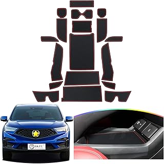 SKTU 2019 2020 2021 2022 2023 Acura RDX Door Slot Mat Non-Slip RDX Interior Door Groove Gate Pad Fit Door Compartment Cup Floor Mats Center Console Liners Acura RDX 2022 2023 Accessories (Red)