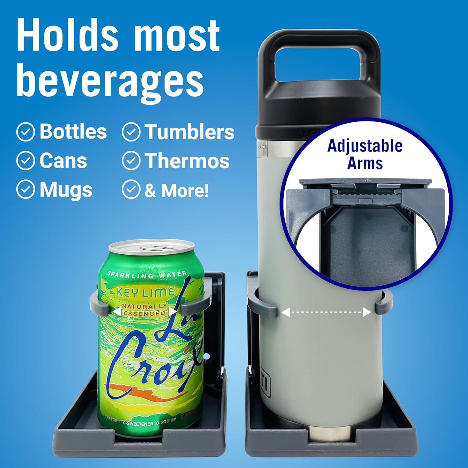 Boat Cup Holder, Set of 4 Folding Drink Holders, Wall Mountable for Boat, RV, and Motorhome, Marine Grade, Gray Color - Image 4