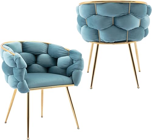 Miniatura 3 de Ufurpie Sillas de comedor de terciopelo, sillas decorativas modernas con patas de metal dorado para comedor, cocina, tocador, sala de estar, juego