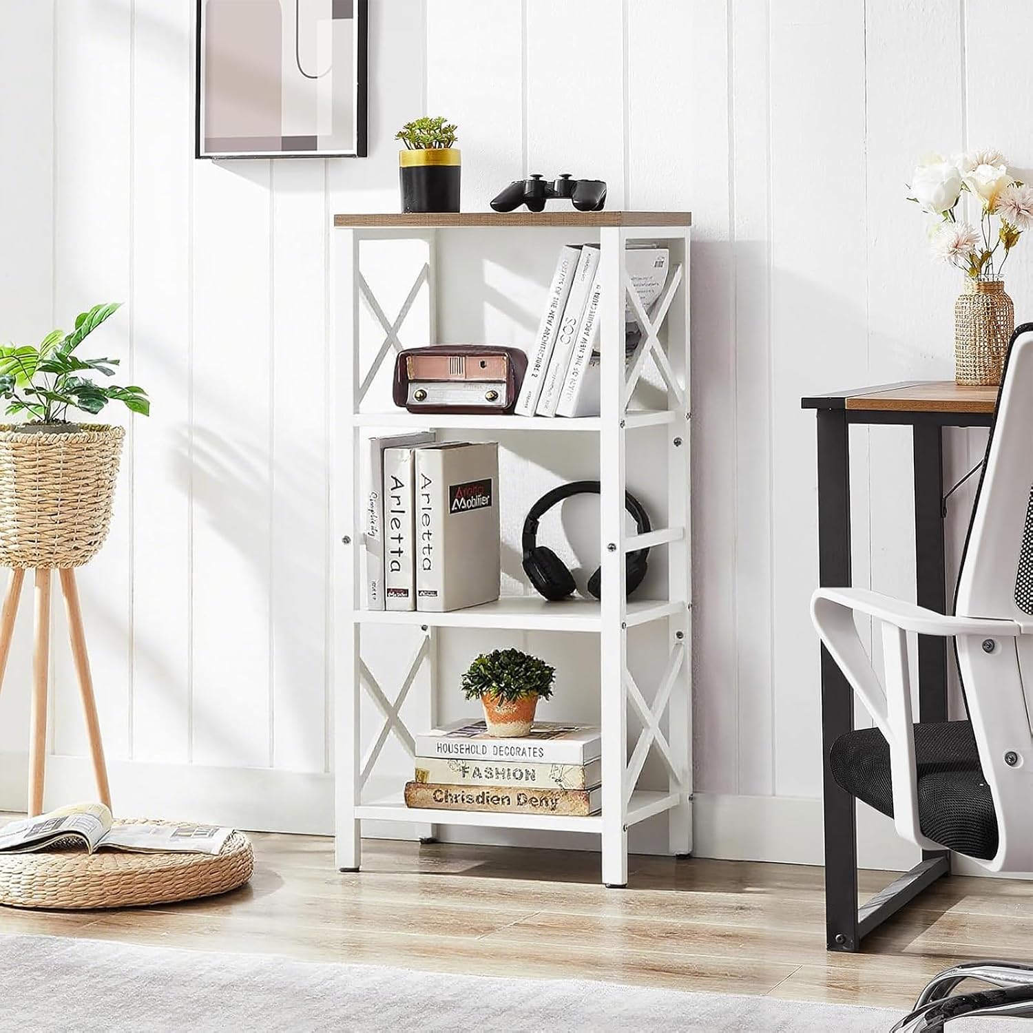 Showdown: 4-Tier Industrial Bookcase with Metal frame Tested for Small‍ Spaces