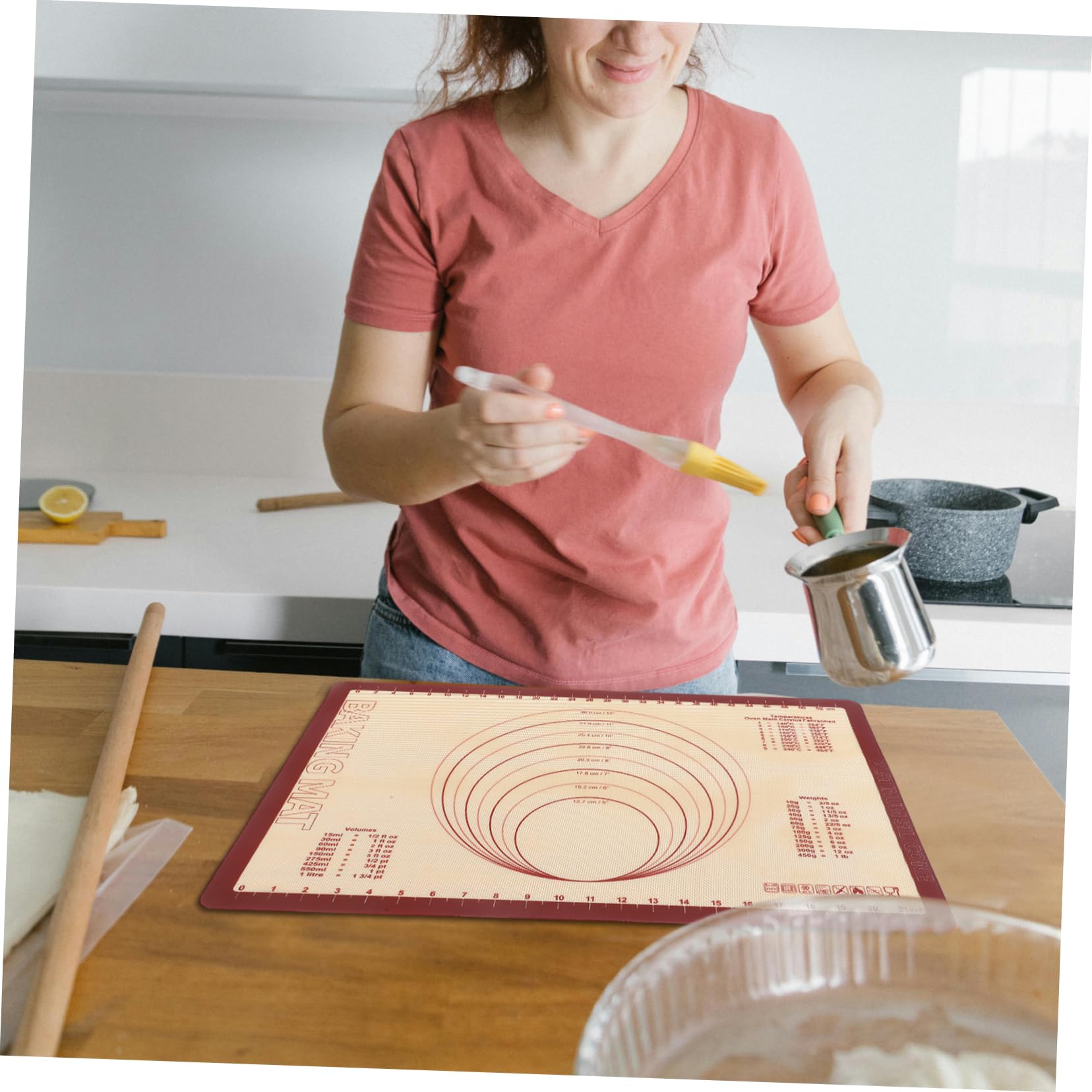 Tapis de Pâtisserie en Silicone Rectangulaire Réutilisable, Antidérapant