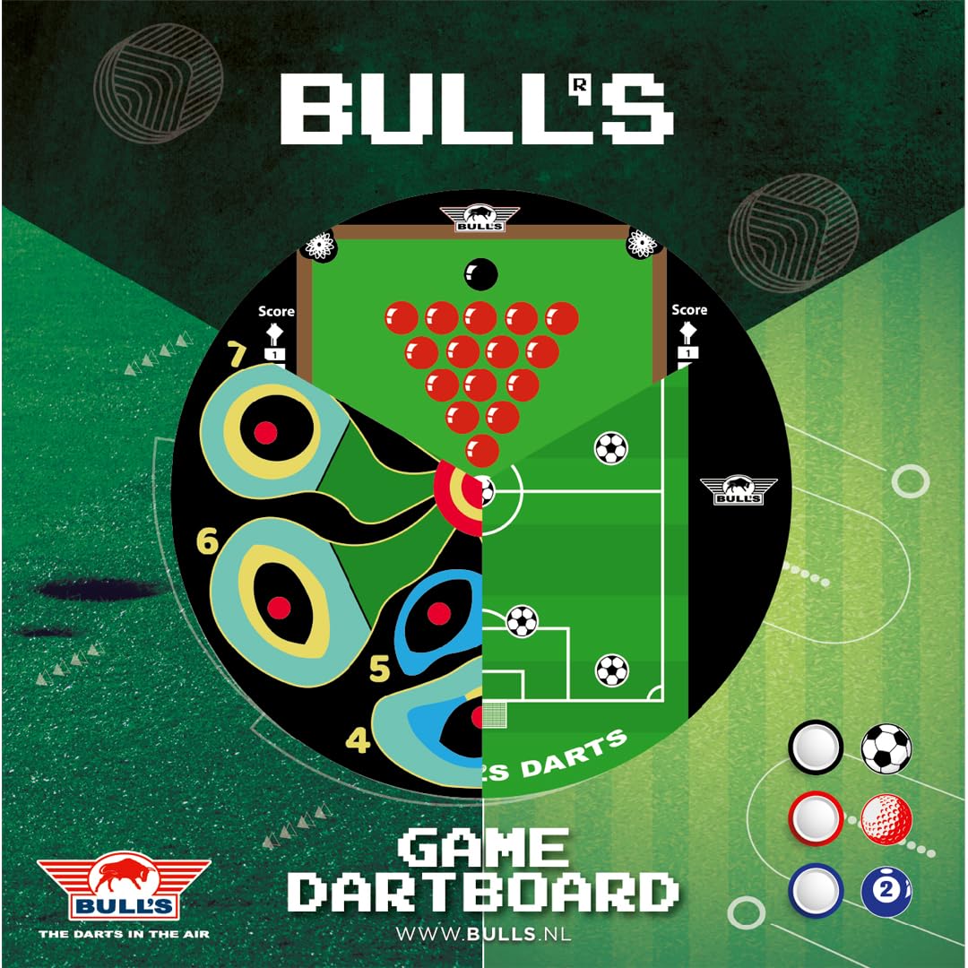 Bull’s Game Board Football – Einzigartiges Dartspiel mit Fußball-Elementen – Präzisionsschulung für Freizeit- und Profispieler – Verschiedene Spielmodi – Einfach zu montieren