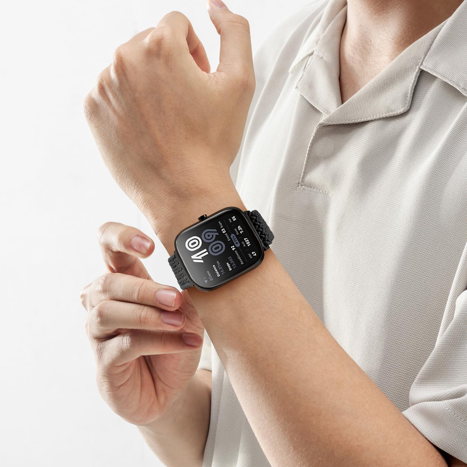 Bracelet de montre magnétique en nylon tressé de 22 mm compatible avec Amazfit Bip 6/Amazfit Bip 5, bracelet de rechange doux et respirant pour Amazfit Helio & GTR 4/3 Pro/3/2/2e/47 mm, homme et