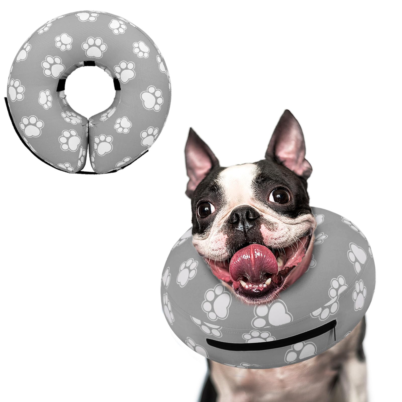 Supet Inflatable Dog Cone Collar for Large Medium Small Dogs, Soft Cone Collar for Dogs Cats, ECollar Doggie Neck Donut Dog Cone Alternative After Surgery
