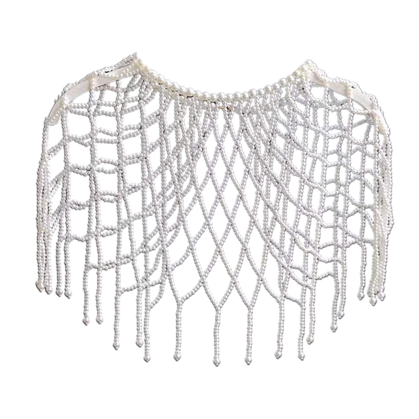 Bufanda de perlas para el hombro accesorio de joyería de noche sutil 8