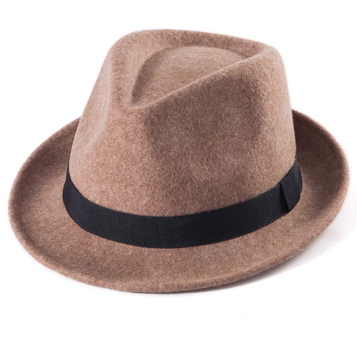 LADYBRO Straw Trilby Fedora Hat for Men Women 1920s Wool Felt Panama 7 1/4