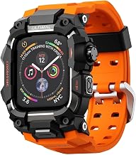 ULTIMAL Rugged Case with Band for Apple Watch 44mm,Compatible with Apple Watch Series SE 3/SE 2/SE Generation/6/5/4, Military Grade Shockproof Bumper Cover for 