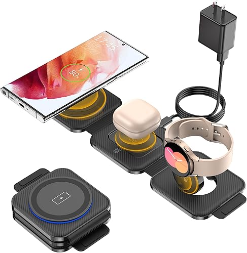Estación de carga inalámbrica de bolsillo para dispositivos Samsung Android, cargador inalámbrico rápido plegable para Samsung Galaxy S24 S23 Ultra