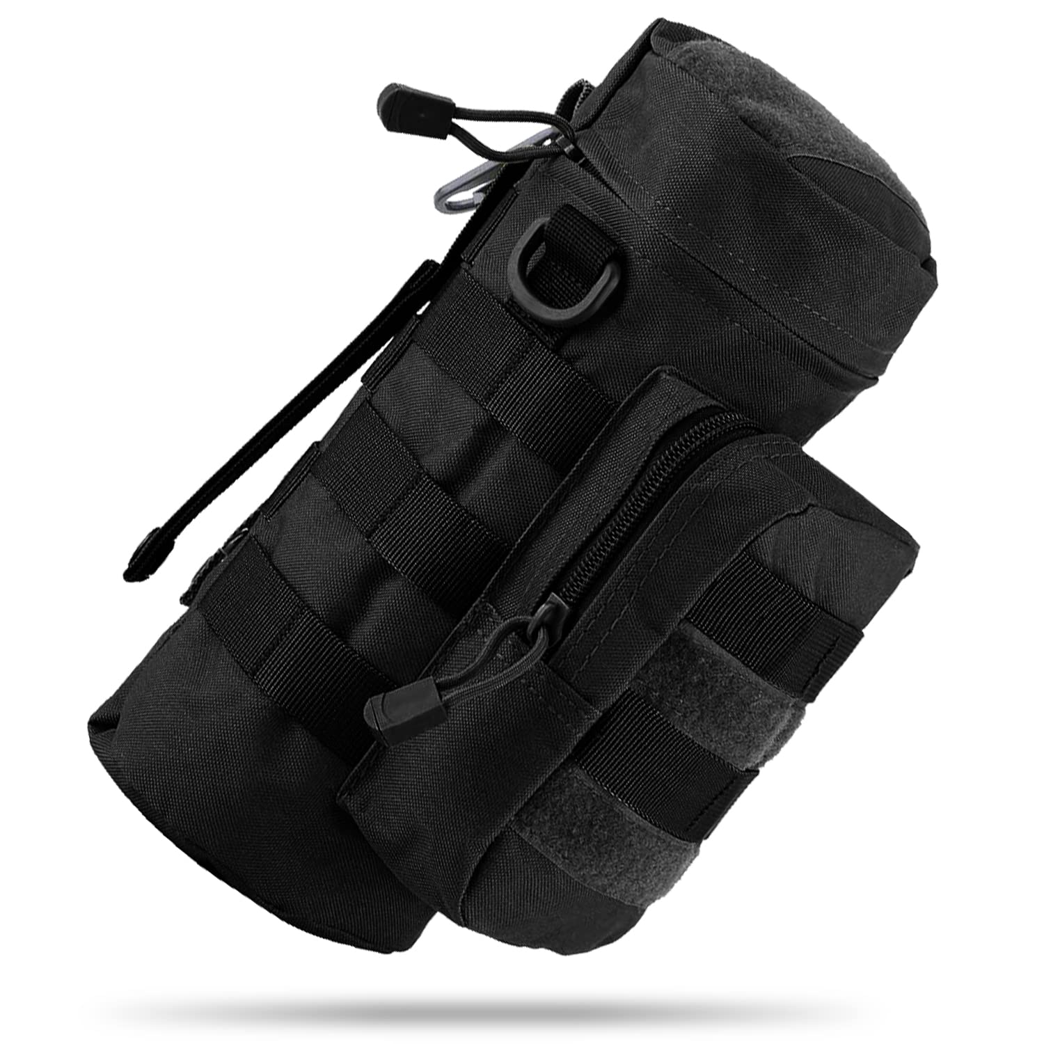 MOLLE Water Bottle Holder for Backpack, Tactical Bottle Pouch Carrier for Travel Hiking Cycling with Metal Hook