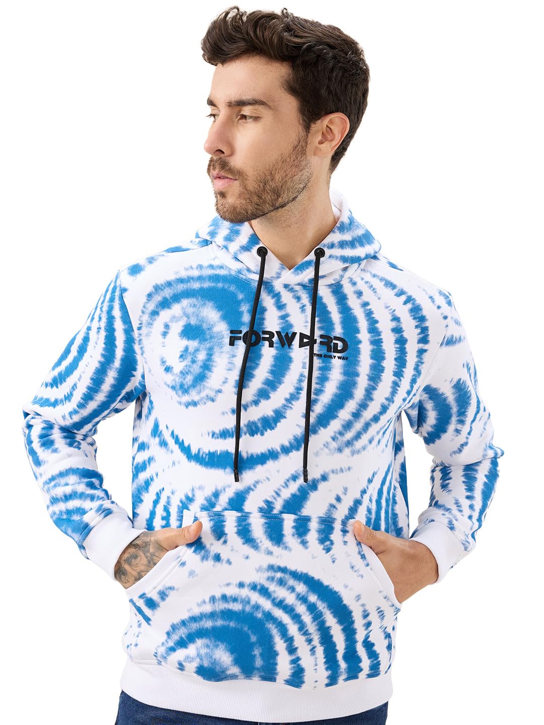 Tie-Dye Hooded Three Thread Fleece Sweatshirt-image-5