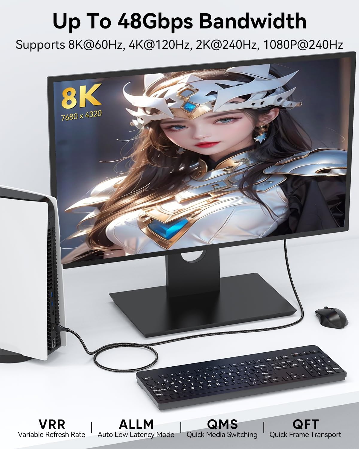 Cavo HDMI 10K 8K, 0,9 m, confezione da 10, cavo HDMI ad alta velocità da 48 Gbps a HDMI 2.1 8K a 60Hz, 4K a 120Hz, cavo HDMI intrecciato in nylon eARC, HDR10, HDCP2.2 e 2.3 per PS5/PS4,