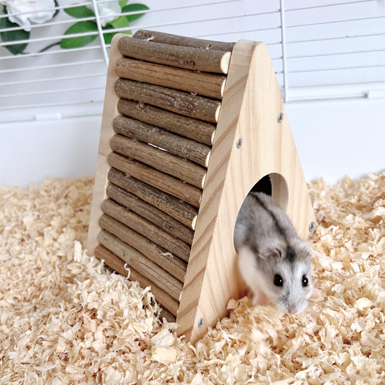 Hamster Hideout, Wooden House Hamster House Bed for Dwarf Gerbil Mouse Mice Rat Small Animals Reptiles