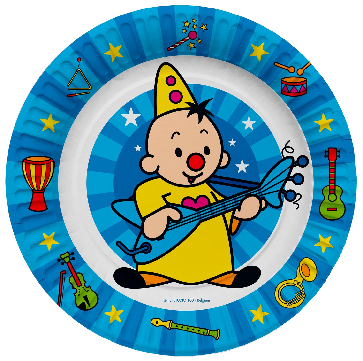 Folat 61931 Paper Party Tableware Round Paper Plates Diameter 23 cm - Pack of 8 Disposable Tableware Plates for Birthday Party, Baby Shower, Wedding, Bridal Shower, Multicoloured