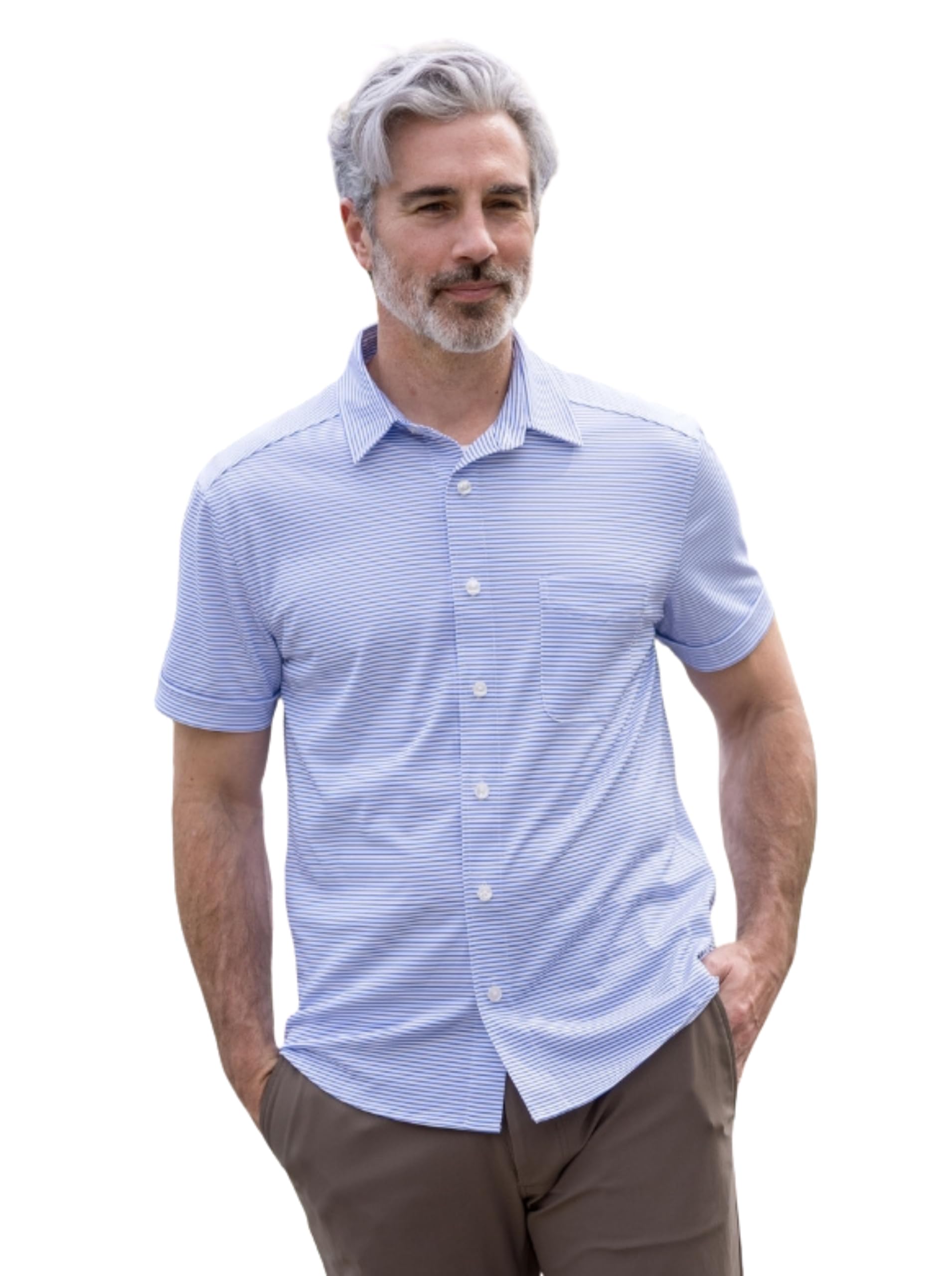 MagnaReady Men’s Magnetic Front Tech Shirt – Cooling Fabric, Chest Pocket, Easy Dressing for Seniors, Disabled, Arthritis