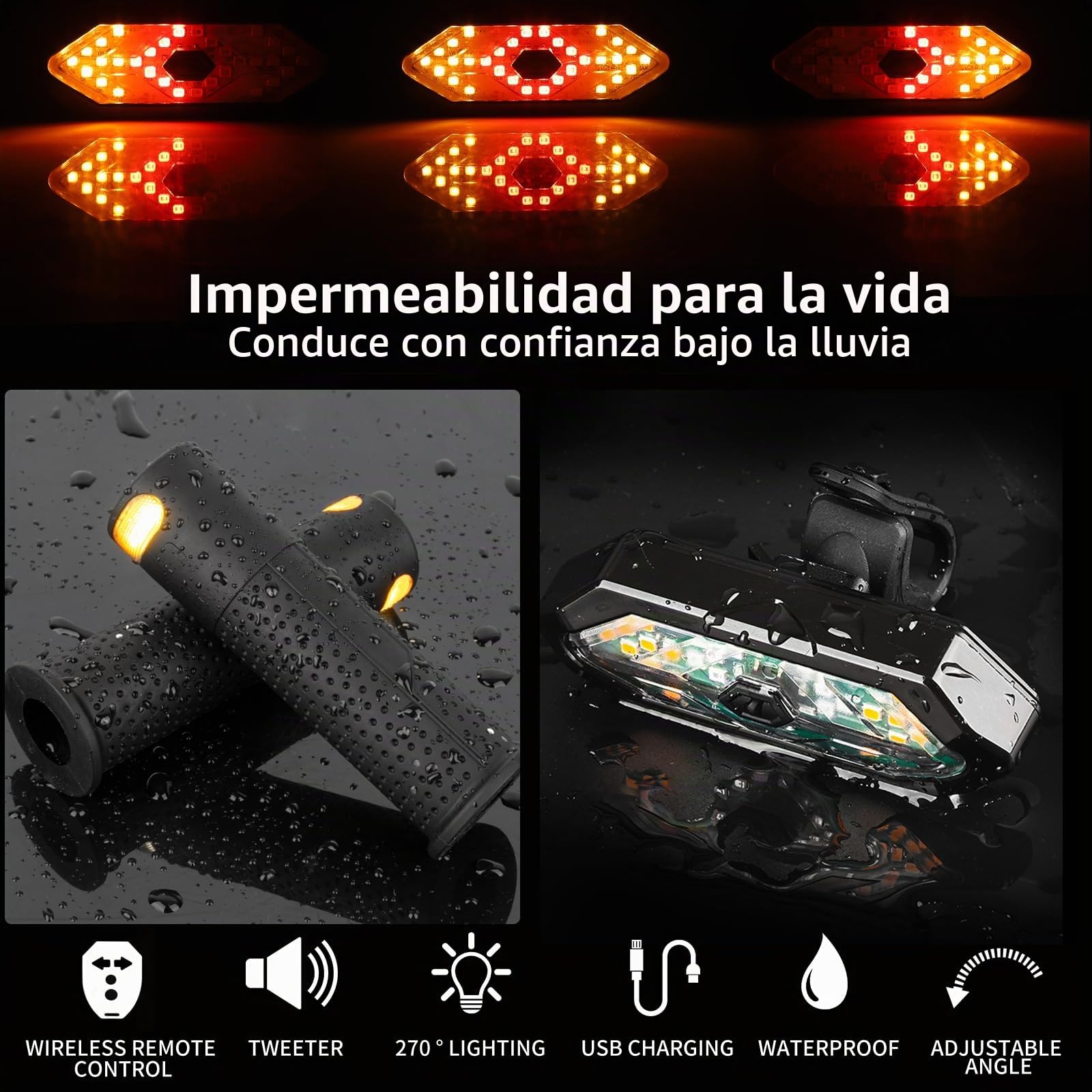 E Scooter - Mango para intermitente con luz y mando a distancia USB, 2 indicadores para scooter Xiaomi M365/Pro2/1S Ninebot ES1/ES2/ES4/G30, accesorio para scooter