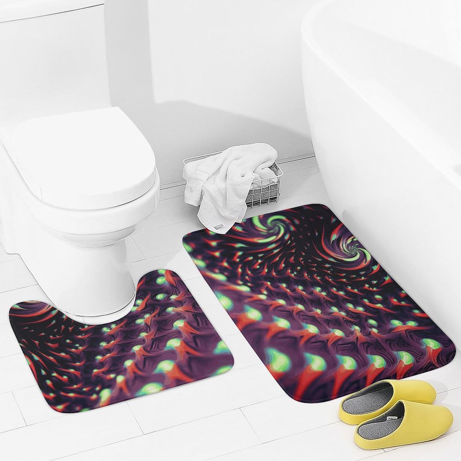 Tapis de bain doux et absorbants en microfibre Lot de 2 avec contour U antidérapant