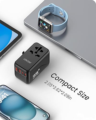Miniatura 6 de LENCENT Adaptador de viaje universal con 2 puertos USB, adaptador de corriente internacional con enchufe UKUSAEUAUS, mini y compacto, cargador de