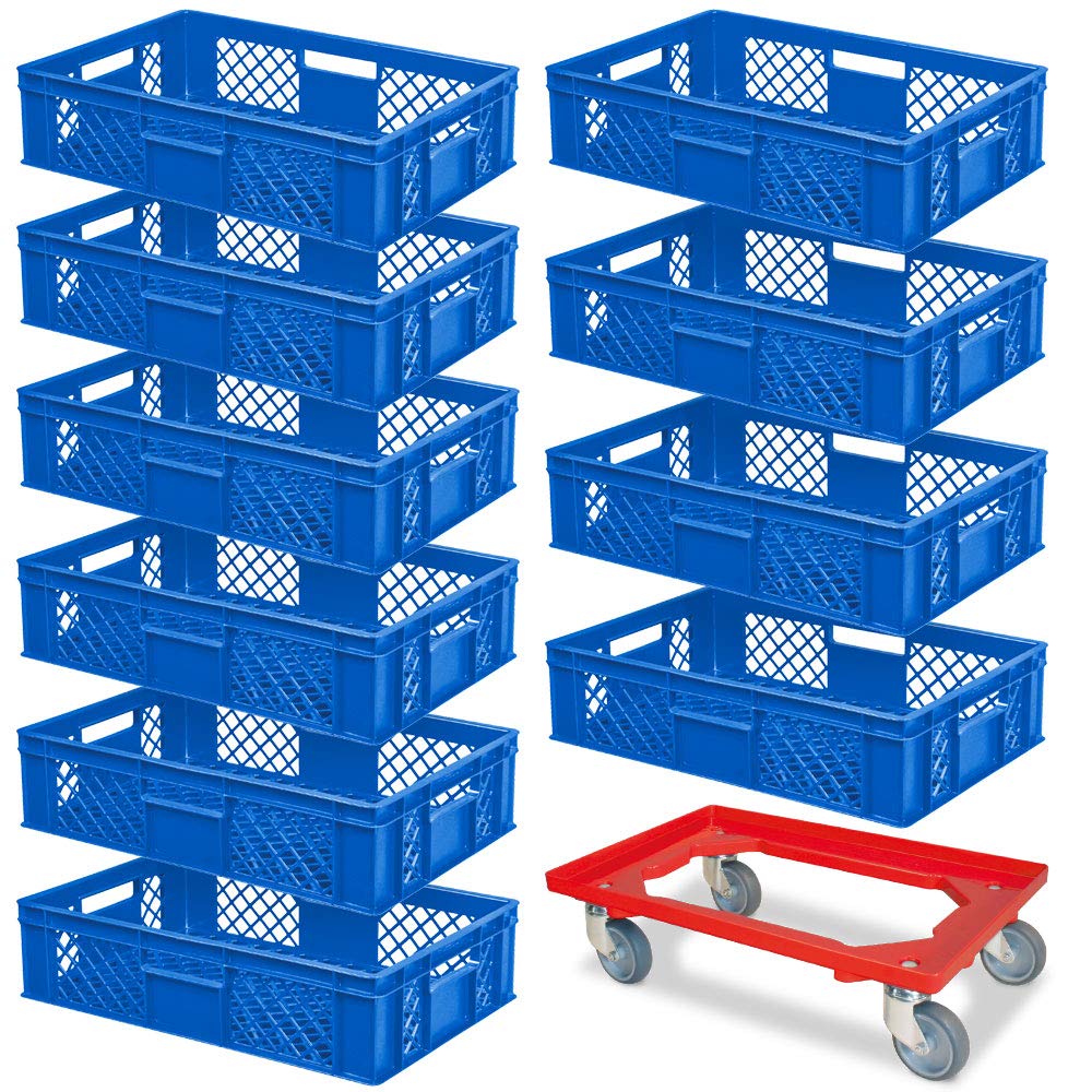 Set 10 Cestini Impilabili Industriali - Grigio 600x400x320mm + Carrello Trasporto Omaggio - Foto 11