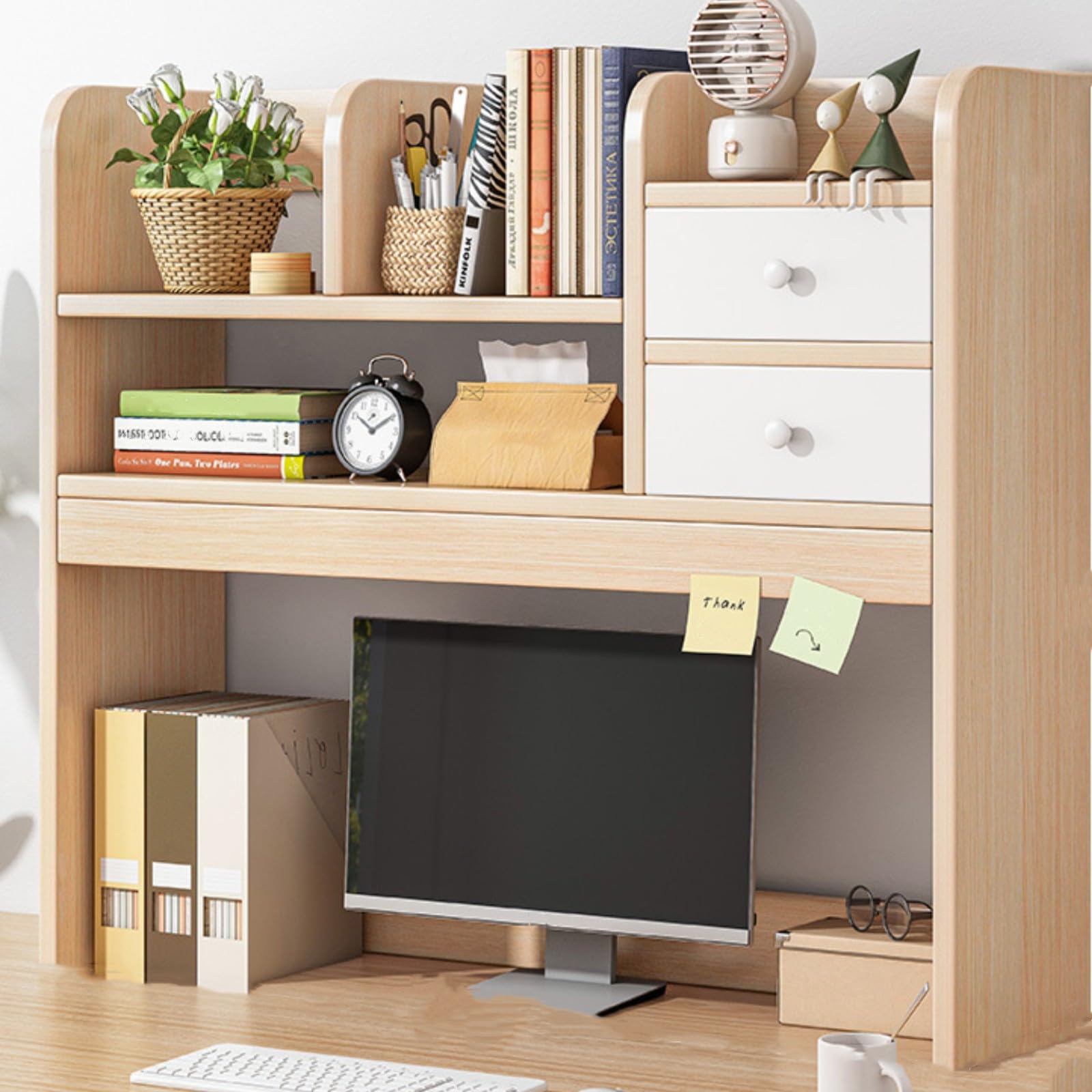 Estantería de escritorio con accesorios organizadores de almacenamiento de escritorio, para oficina en casa o mesita de noche, organizador de escritorio multifuncional, elegante estante de escritorio