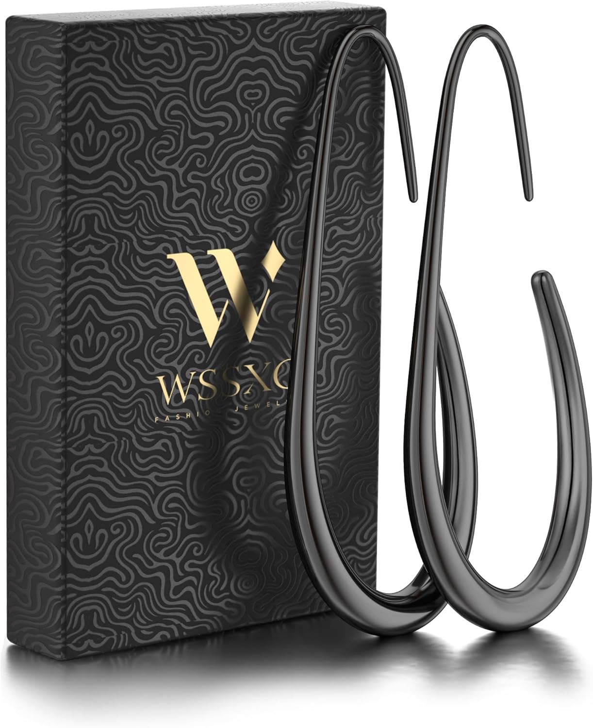 2Pairs Lightweight Teardrop Hoop Earrings for Women - 18k Gold Plated Large Small Size Oval Pull Through Hoop Earrings Teen Gift High Polished Statement Jewelry for Women