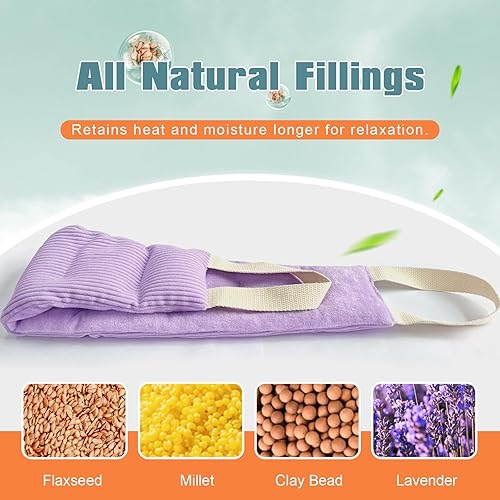 Miniatura 3 de uncn Almohadilla térmica para cuello, hombros y espalda, húmeda, pequeña, para microondas, calentador de cuello con peso para microondas, calentable