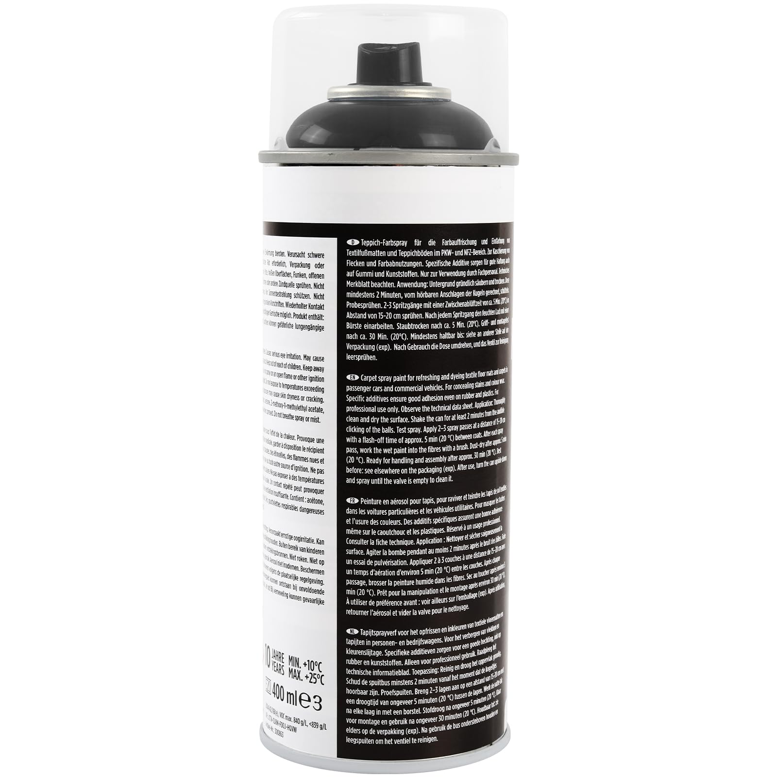 TECPO Spray de pintura para alfombras, 24 x 400 ml, color antracita, para alfombras, alfombrillas de coche, tejido de goma, plástico, tratamiento interior