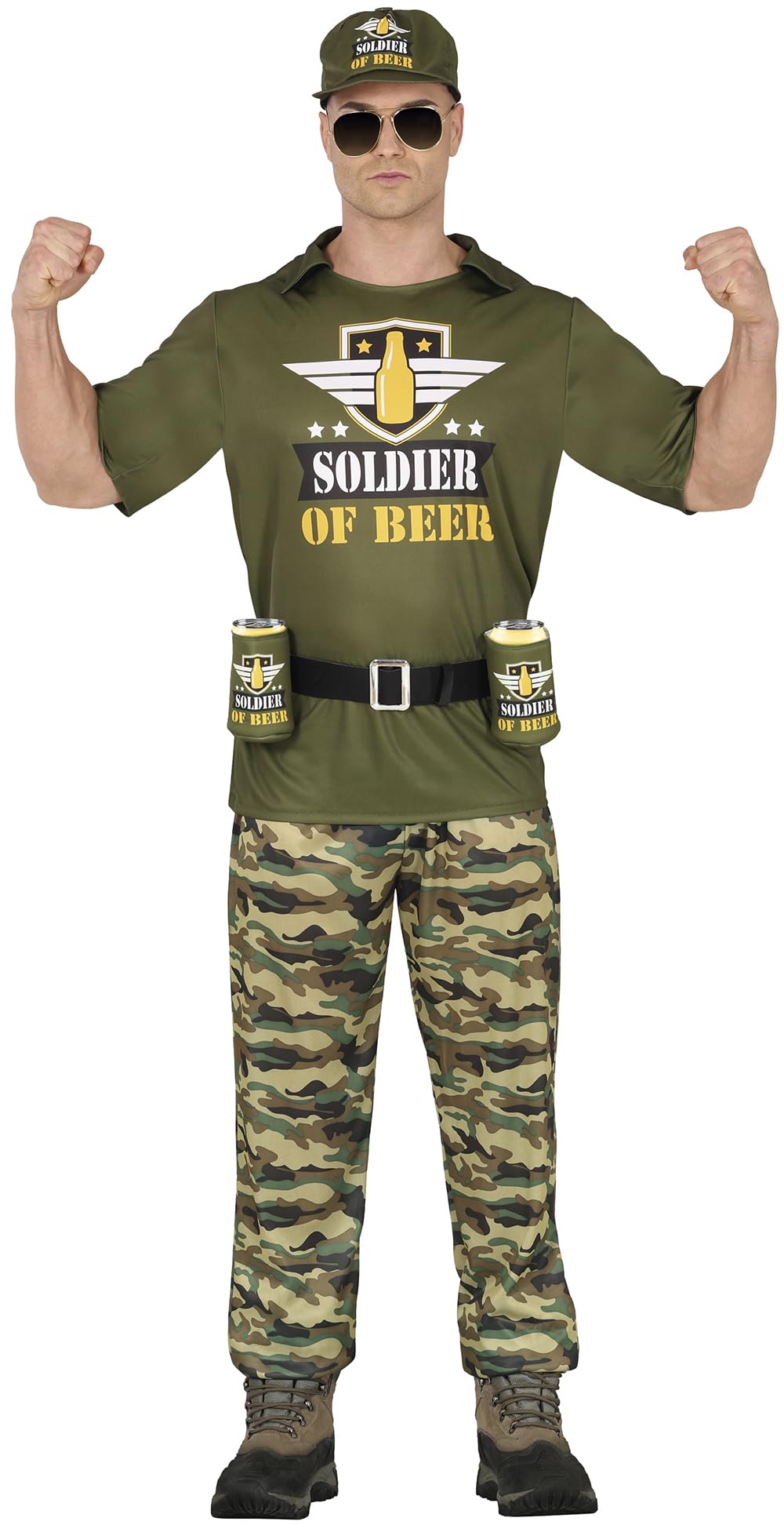 FIESTAS GUIRCA Déguisement de soldat de bière pour homme – Costume de super-héros militaire amusant – Armée Bachelor Party EVG Déguisement pour homme Taille M