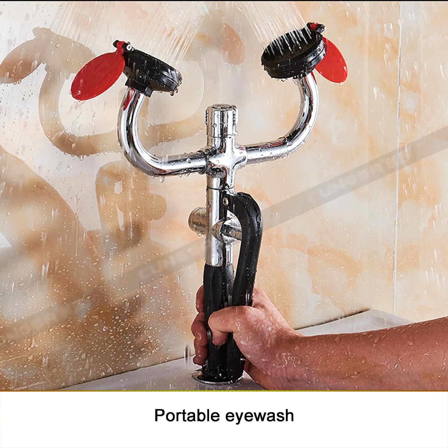 Emergency Eyewash Station Emergency Eye Washer Dual Head Emergency Eyewash Station Handheld Eyewash Drench Hose Unit Spray Water Type Wall-Mounted Head Face F