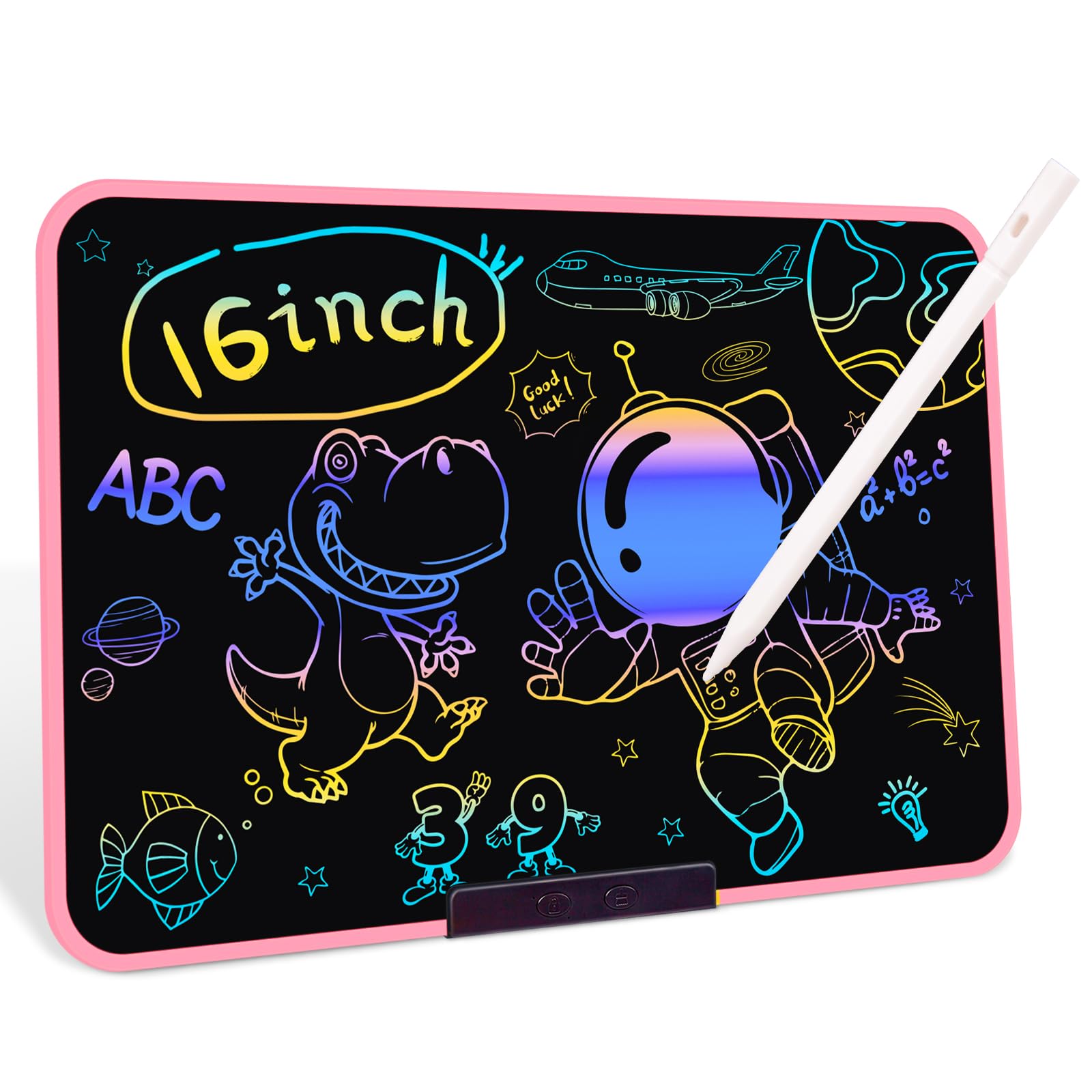 LCD Writing Tablet Doodle Board: 16 Inch Rechargeable Colorful Drawing Board,Toys for 3-6 Years Old,Erasable Reusable Electronic Drawing Pads,Educational Toys Gift for Kids Toddler (Pink-16'')